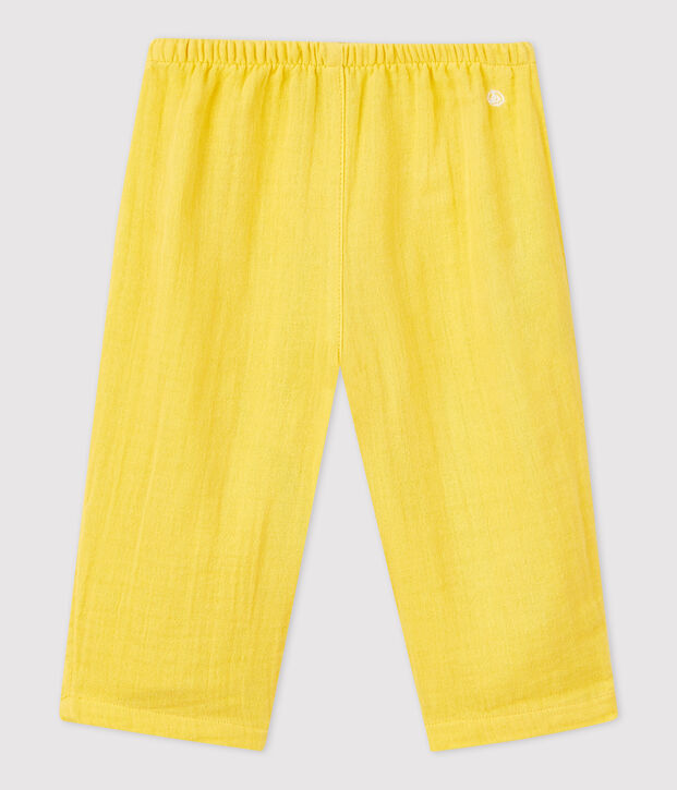 Pantal&oacute;n de gasa de algod&oacute;n ecol&oacute;gico para beb&eacute; amarillo