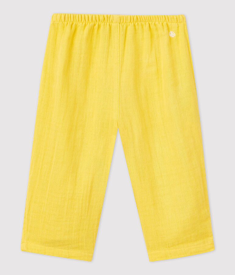 Pantal&oacute;n de gasa de algod&oacute;n ecol&oacute;gico para beb&eacute; amarillo ORGE