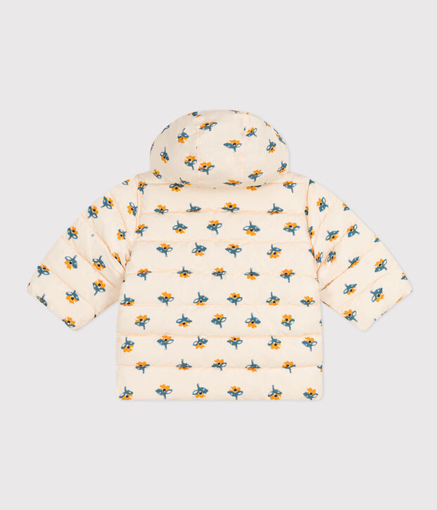 Abrigo estampado con capucha retr&aacute;ctil de beb&eacute; crudo/multicolor
