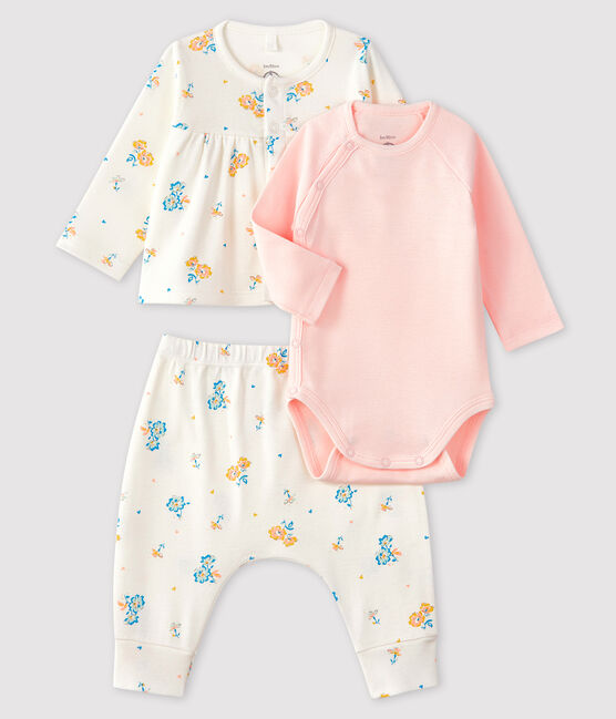 Conjunto de 3 piezas para bebé niña de punto blanco MARSHMALLOW/blanco MULTICO