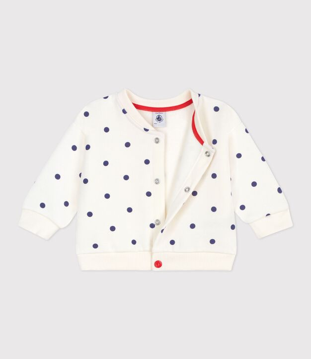 Chaqueta teddy de algod&oacute;n para beb&eacute; con estampado de lunares azul/azul