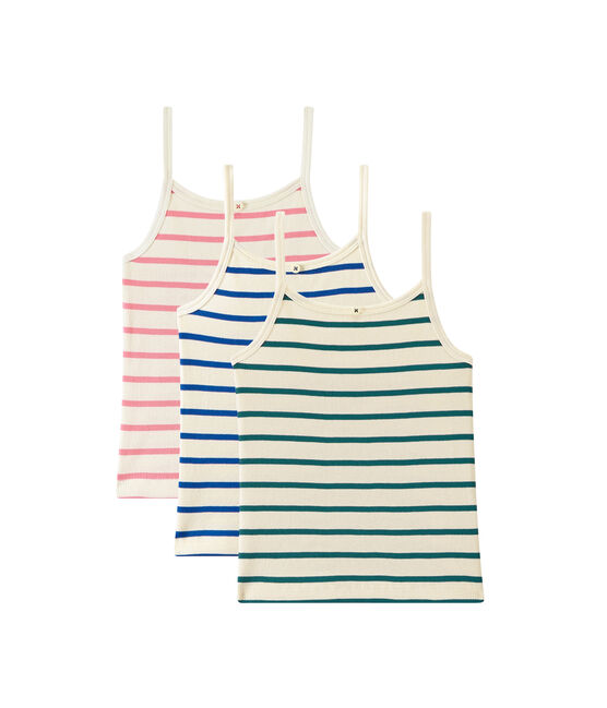 Lote de 3 camisetas de tirantes nina blanco .