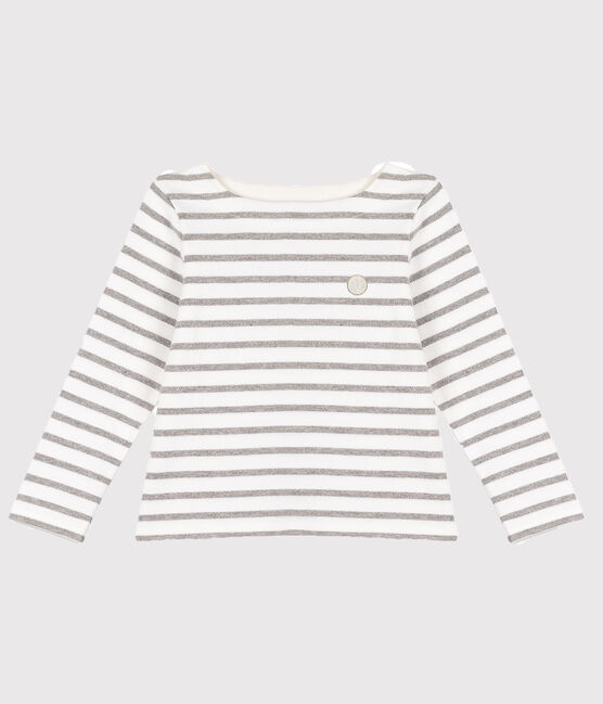 Jersey marinero para niña blanco MARSHMALLOW/gris ARGENT