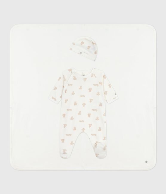 Estuche regalo para bebé de algodón estampado MARSHMALLOW/ BRUN