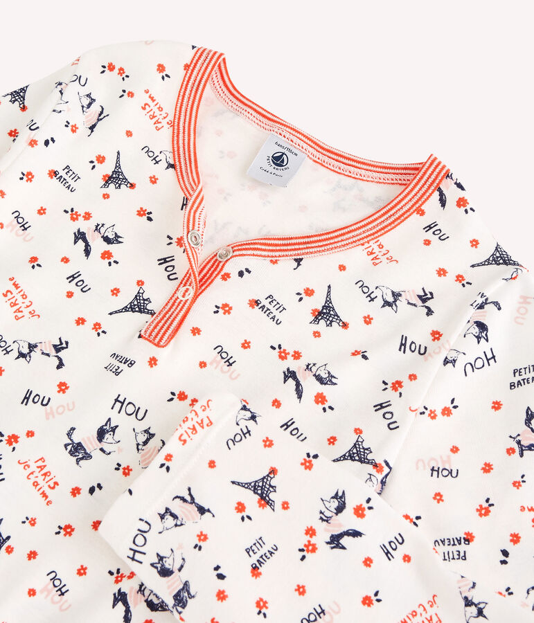 Camis&oacute;n de flores con estampado de Par&iacute;s de ni&ntilde;a de algod&oacute;n org&aacute;nico blanco/multicolor