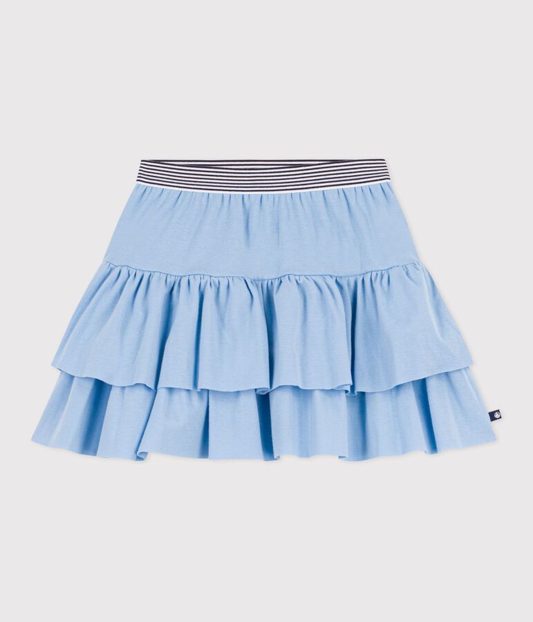 Falda infantil corta y lisa de algod&oacute;n azul