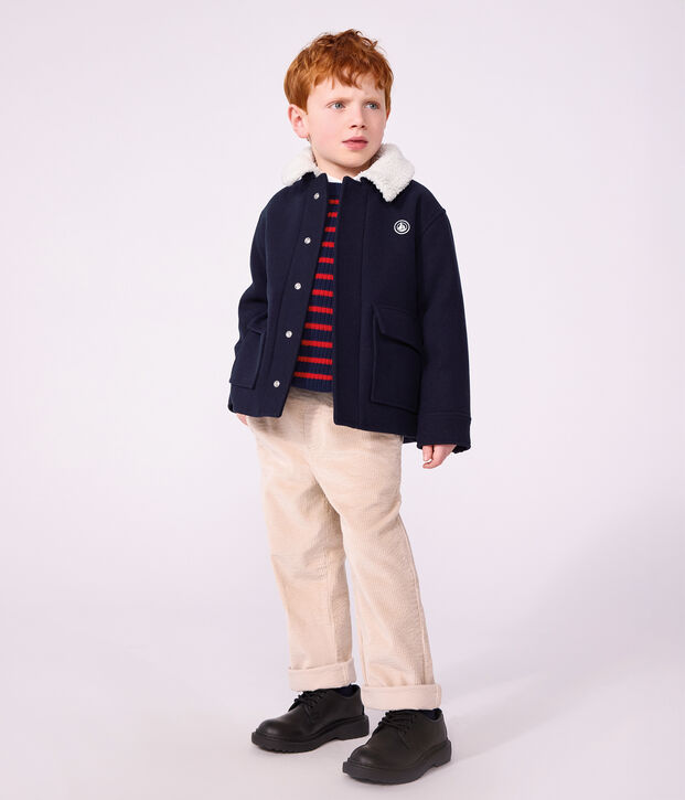 Chaqueta infantil lisa estilo gab&aacute;n de pa&ntilde;o de lana SMOKING