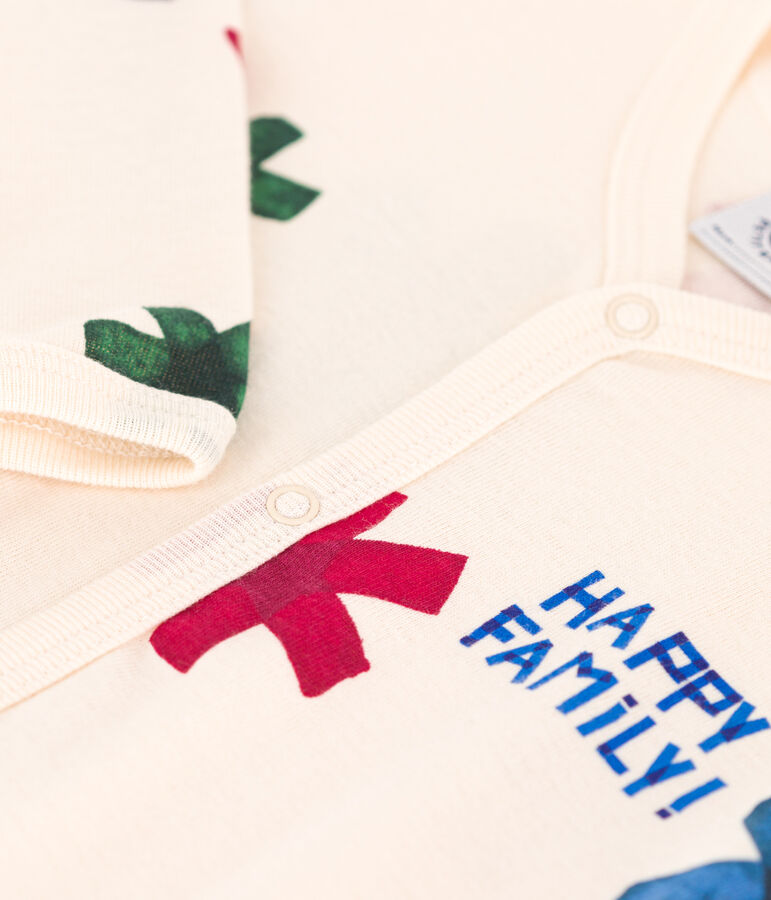 Pijama sin pies de algod&oacute;n happy family para beb&eacute; blanco AVALANCHE/ MULTICO
