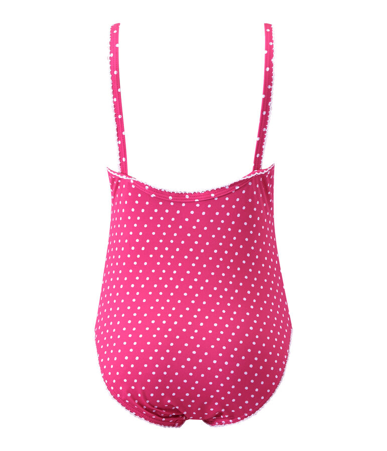 Ba&ntilde;ador a topos rosa/blanco