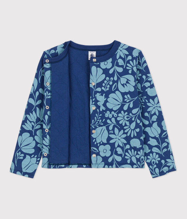 C&aacute;rdigan estampado de tejido t&uacute;bico acolchado de ni&ntilde;a azul/azul
