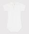 Body de algod&oacute;n liso con cuello bordado para beb&eacute; blanco