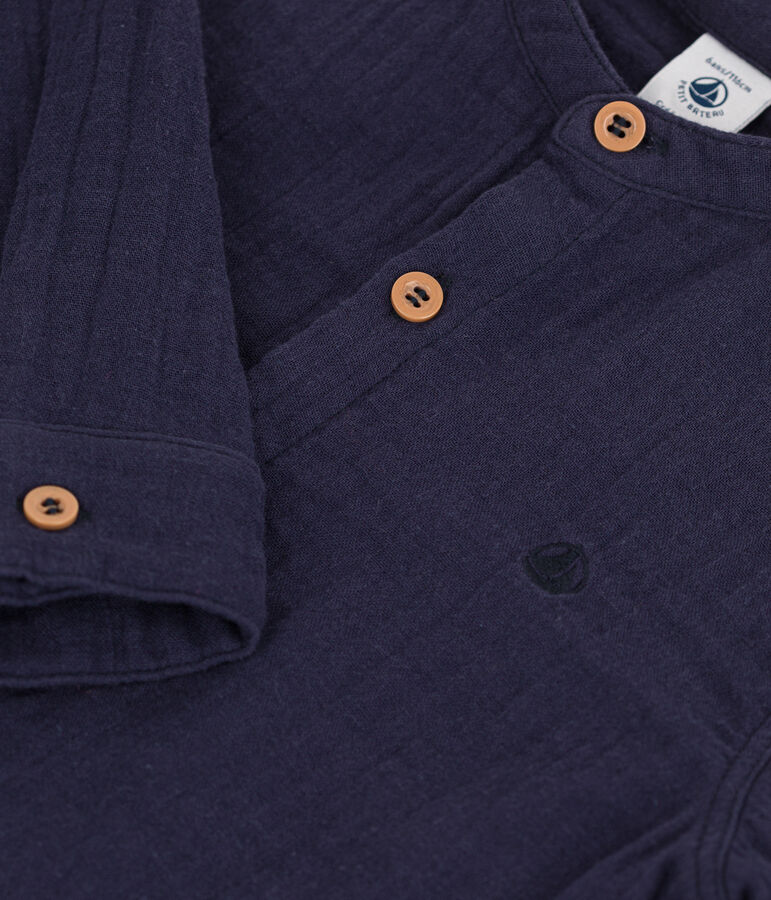 Camisa de gasa de algod&oacute;n de ni&ntilde;o azul