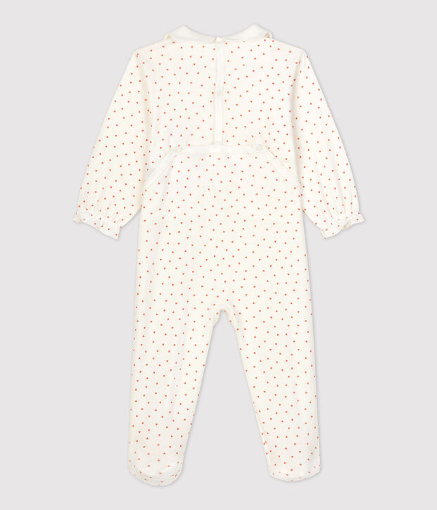 Pelele con corazoncitos de algod&oacute;n de beb&eacute; blanco/rosa