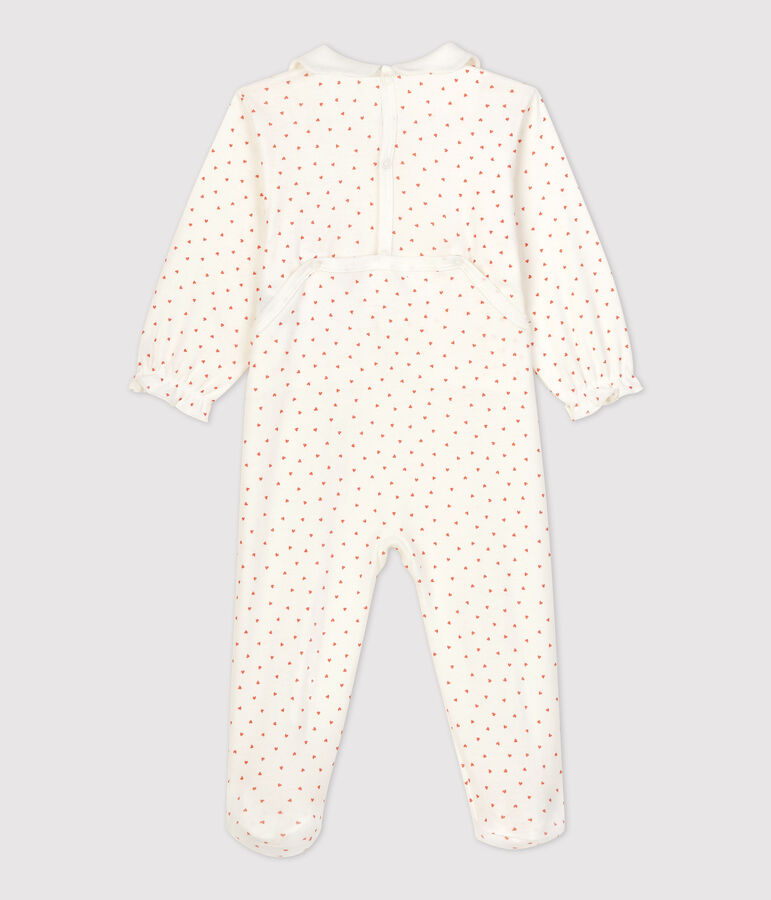 Pelele con corazoncitos de algod&oacute;n de beb&eacute; blanco/rosa