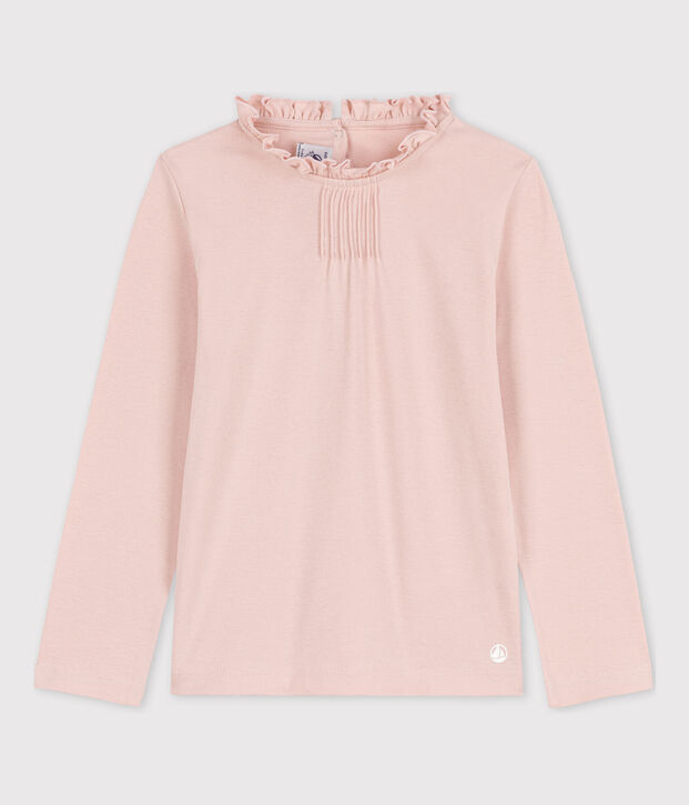 Camiseta de algod&oacute;n de manga larga de ni&ntilde;a rosa