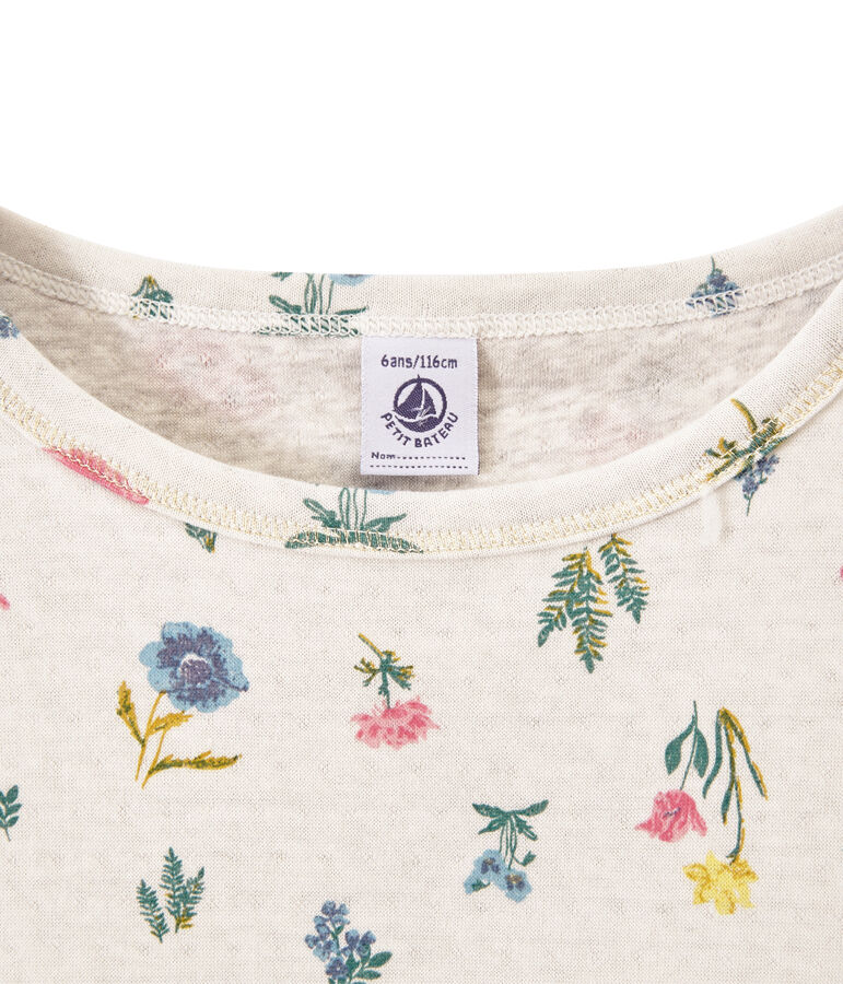 Camiseta estampada en t&uacute;bico ligero para ni&ntilde;a blanco/multicolor