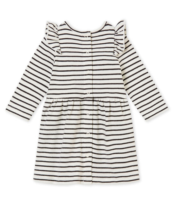 Vestido a rayas marineras para bebé niña blanco MARSHMALLOW/negro CITY