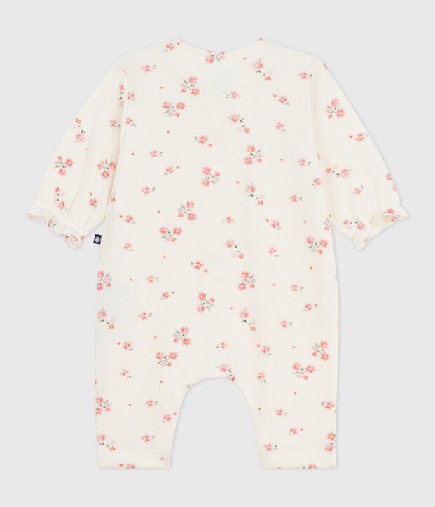 Pelele de algod&oacute;n con volantes y estampado de flores para beb&eacute; crudo/multicolor