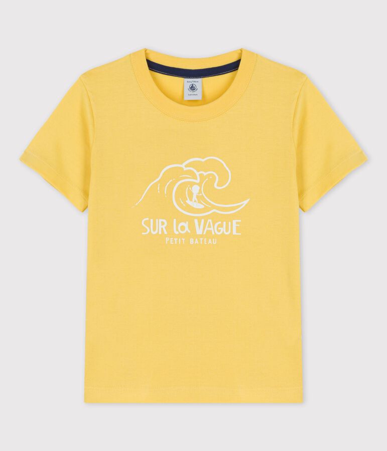 Camiseta de manga corta de algod&oacute;n de ni&ntilde;o amarillo