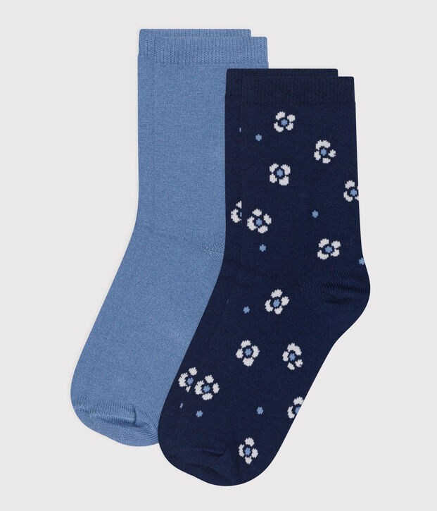 2 pares de calcetines de algod&oacute;n con estampado de flores para ni&ntilde;a multicolor