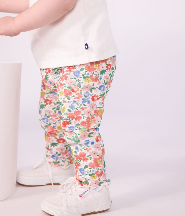 Leggings de algod&oacute;n con estampado de flores para beb&eacute; blanco/multicolor