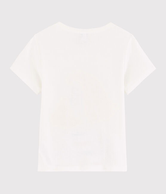 Camiseta de manga corta de algodón de niña blanco MARSHMALLOW/azul MYKONOS