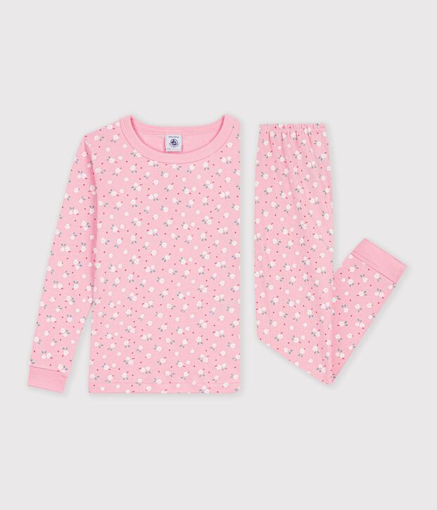 Pijama infantil muy ajustado de algod&oacute;n con estampado rosa/multicolor