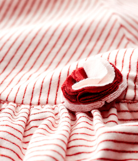 Vestido de manga corta de tejido tubular de rayas de bebé niña rosa FLEUR/rosa COPPER