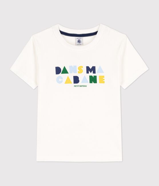 Camiseta de manga corta de algodón de niño blanco MARSHMALLOW