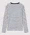 Camiseta de algodón L'ICONIQUE con cuello redondo para mujer blanco MARSHMALLOW/azul SMOKING