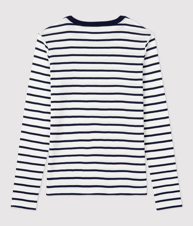 Camiseta de algod&oacute;n L'ICONIQUE con cuello redondo para mujer blanco/azul