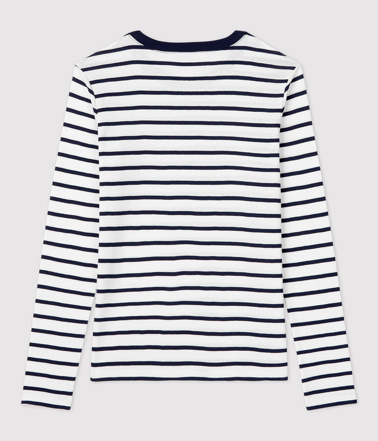 Camiseta de algod&oacute;n L'ICONIQUE con cuello redondo para mujer blanco/azul