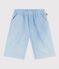 Bermudas cortas infantiles de algod&oacute;n liso azul BLEU CLAIR