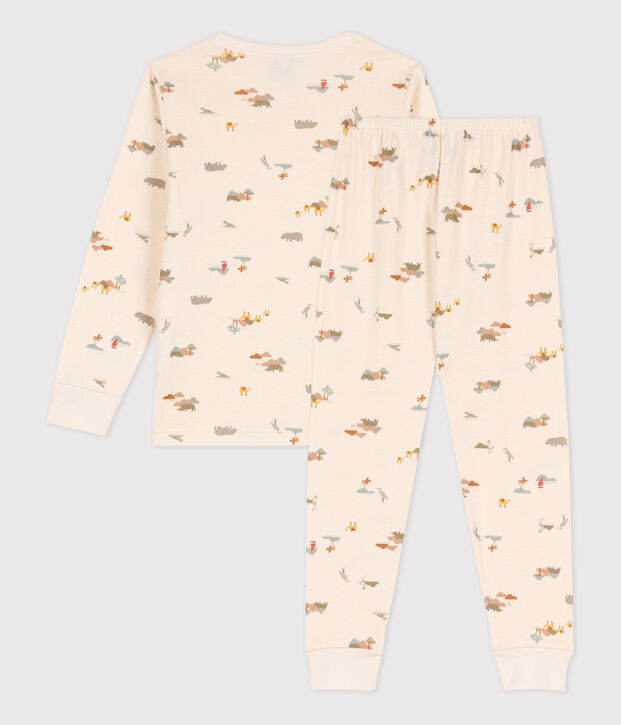 Pijama de algod&oacute;n con animales para ni&ntilde;o/ni&ntilde;a crudo/multicolor