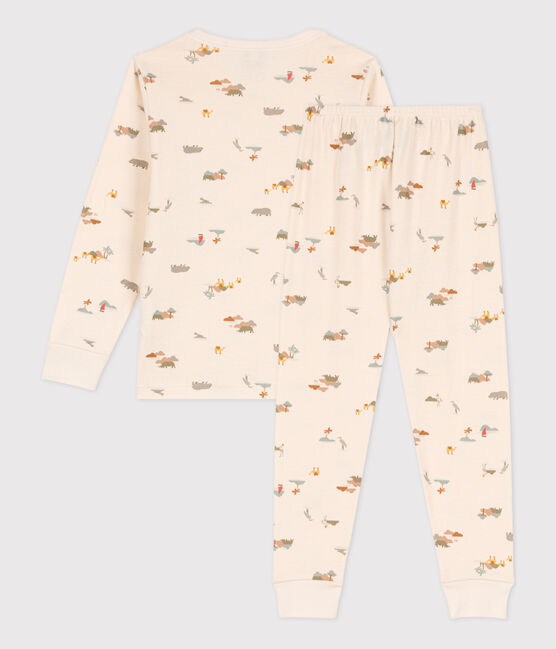 Pijama de algodón con animales para niño/niña blanco AVALANCHE/ MULTICO
