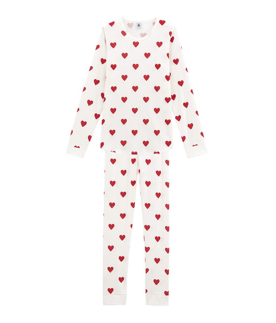 Pijama de punto para chica blanco MARSHMALLOW/rojo TERKUIT