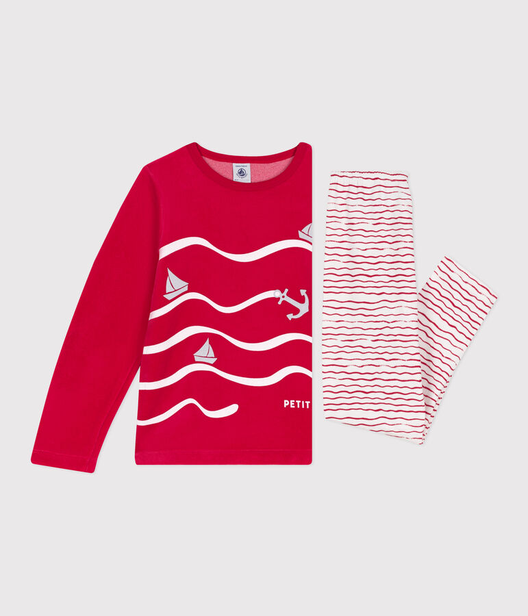 Pijama infantil de terciopelo rojo/multicolor