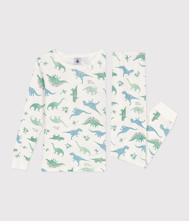 Pijama infantil muy entallado en algod&oacute;n estampado blanco/multicolor