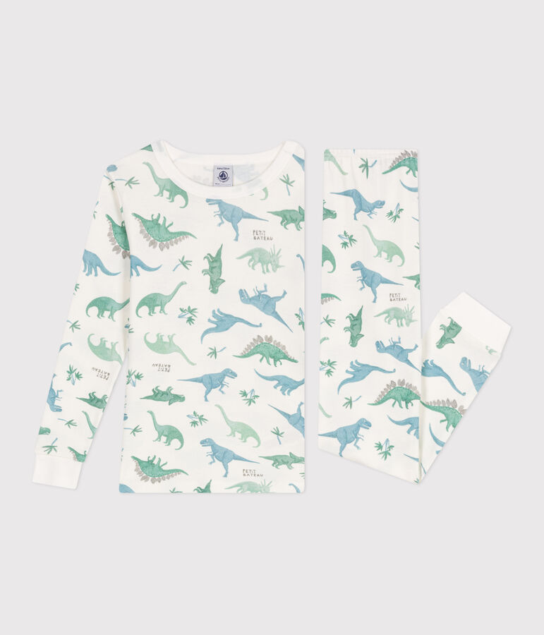 Pijama infantil muy entallado en algod&oacute;n estampado blanco/multicolor