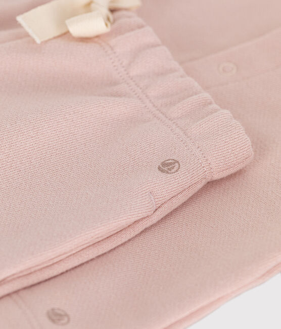 Conjunto de cárdigan y pantalón de muletón para bebé rosa SALINE