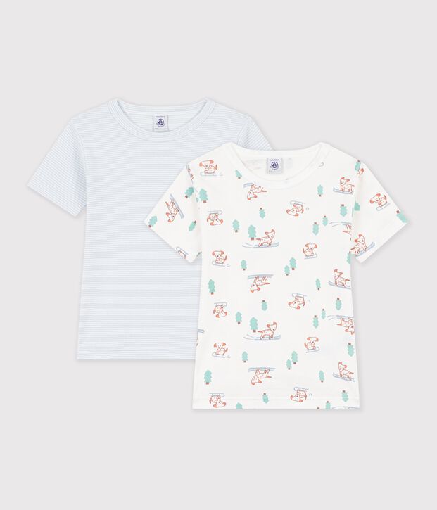 Juego de camisetas infantiles de algod&oacute;n de manga corta con estampado de perros multicolor