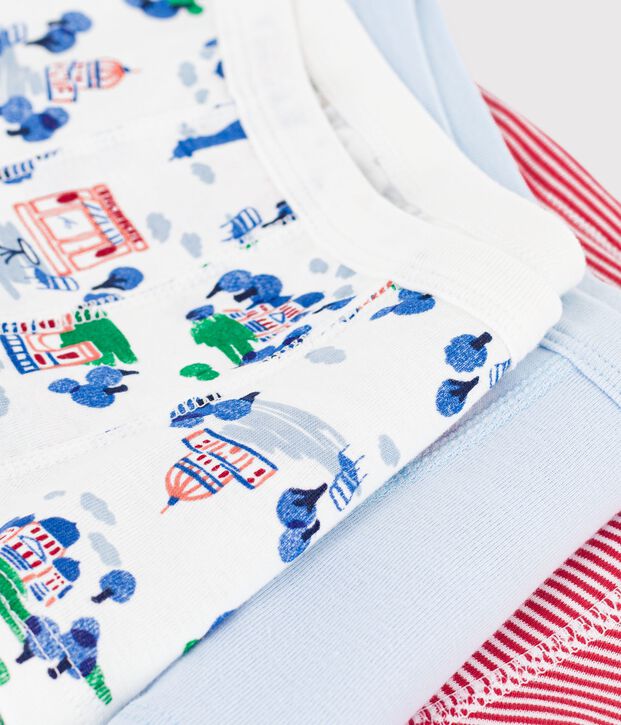 Juego de b&oacute;xeres infantiles de algod&oacute;n con ribete en la cintura y estampado multicolor