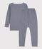 Pijama snugfit de algodón milrayas para niño/niña azul MEDIEVAL/blanco MARSHMALLOW