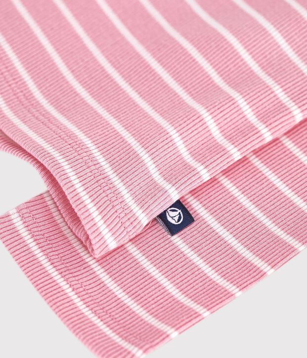 Marinera infantil de algod&oacute;n rosa/blanco