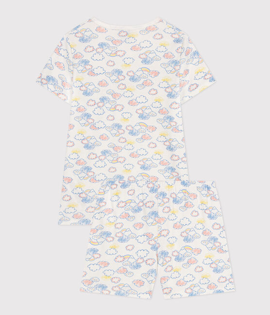 Pijama corto infantil con estampado de arcoíris de algodón  blanco MARSHMALLOW/blanco MULTICO