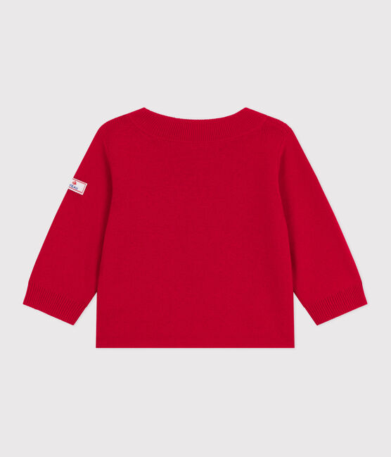Jersey marinero liso de lana y algodón para bebé rojo POMPEI