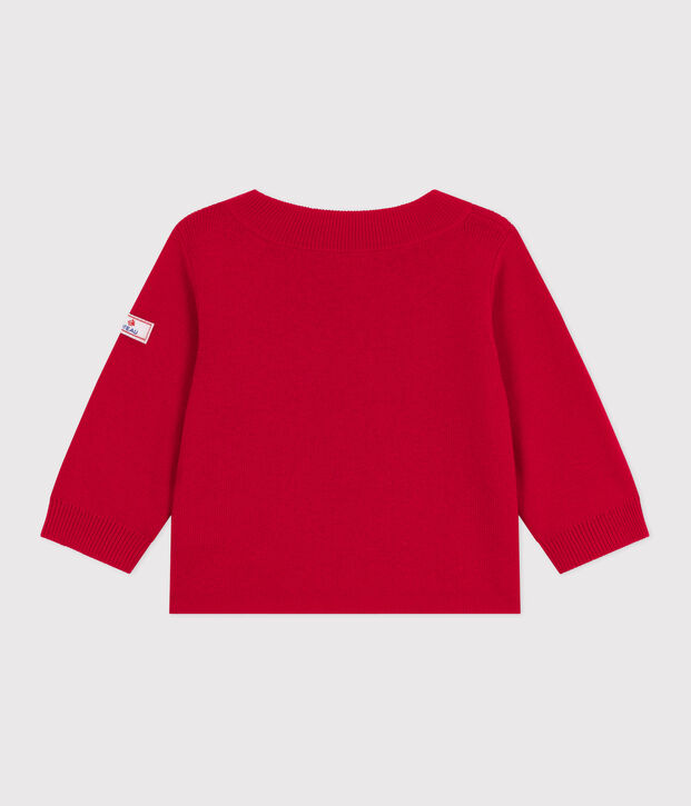 Jersey marinero liso de lana y algod&oacute;n para beb&eacute; rojo