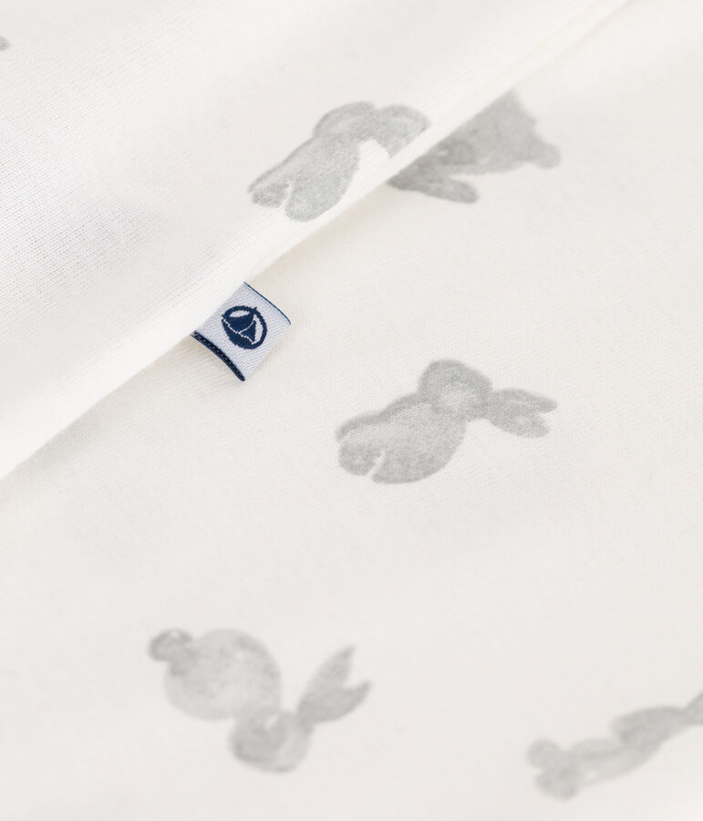 Pijama sin pies de algod&oacute;n con estampado de conejo para beb&eacute; blanco/gris
