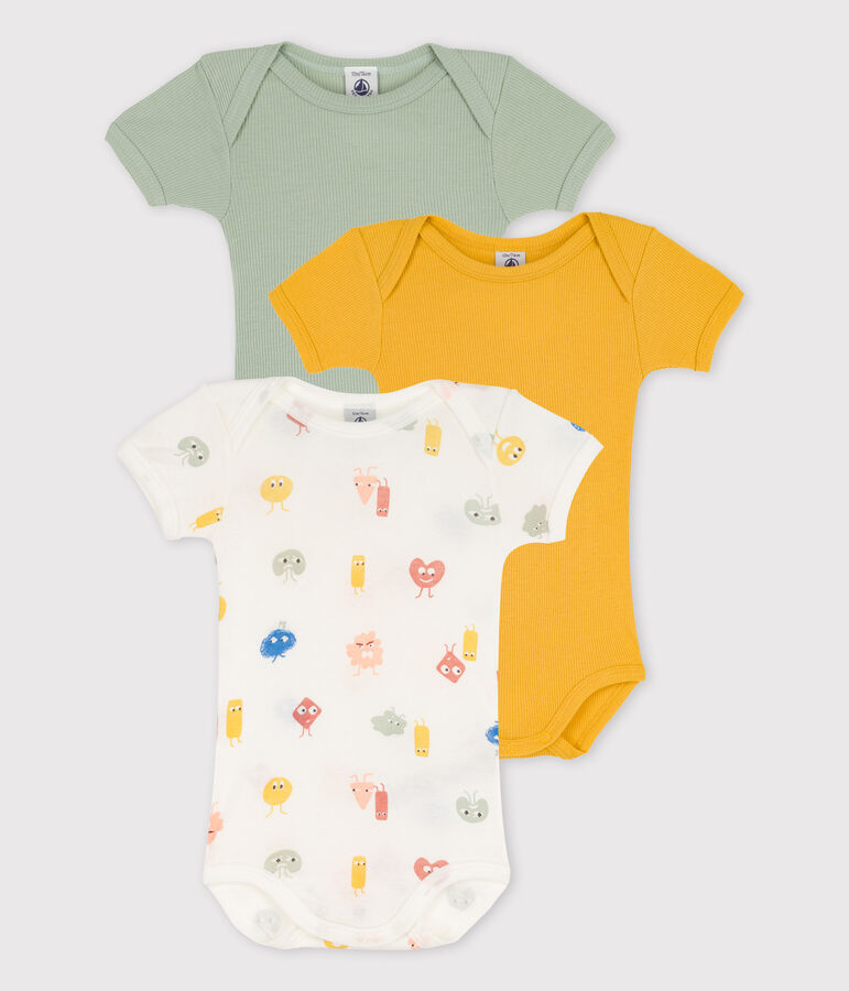 Juego de 3 bodis de manga corta de algod&oacute;n y lyocell multicolor