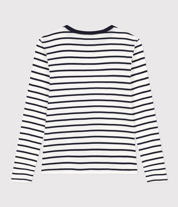 Camiseta L'ICONIQUE de algod&oacute;n con cuello redondo para mujer blanco/azul